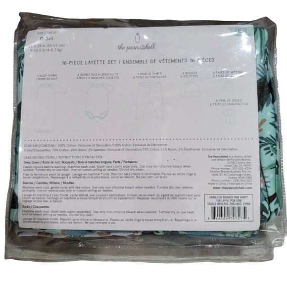 Peanutshell Newborn  Unisex Wild Jungle 16 Piece Layette Set - Picture 9 of 9